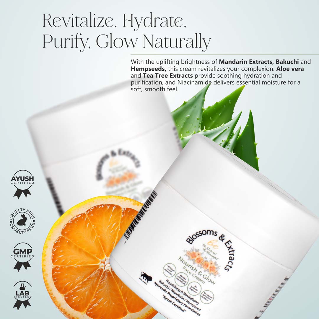 Blossoms & Extracts NOURISH & GLOW FACE CREAM (Bakuchi Oil, Mandarin, Lemon Extracts, Aloe Vera Extract)