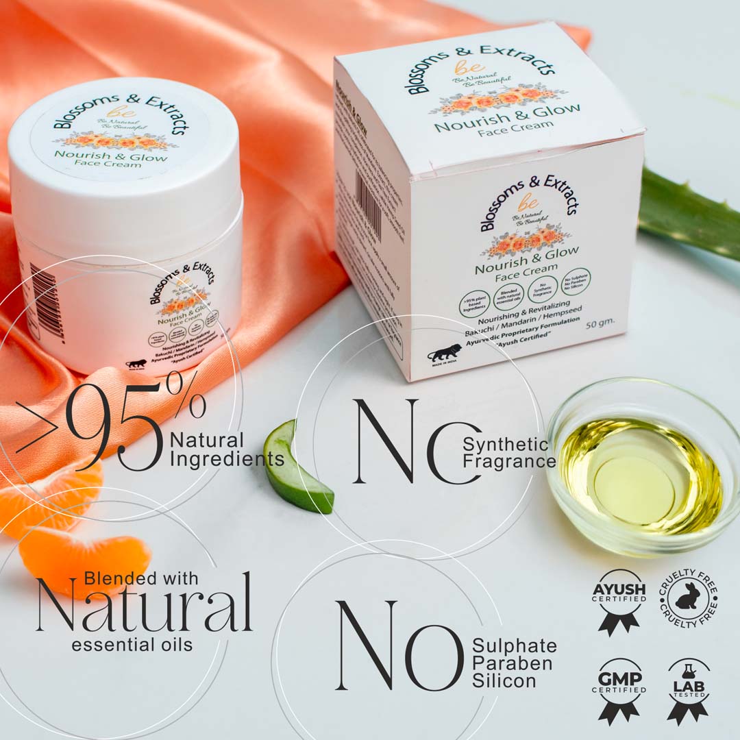 Blossoms & Extracts NOURISH & GLOW FACE CREAM (Bakuchi Oil, Mandarin, Lemon Extracts, Aloe Vera Extract)