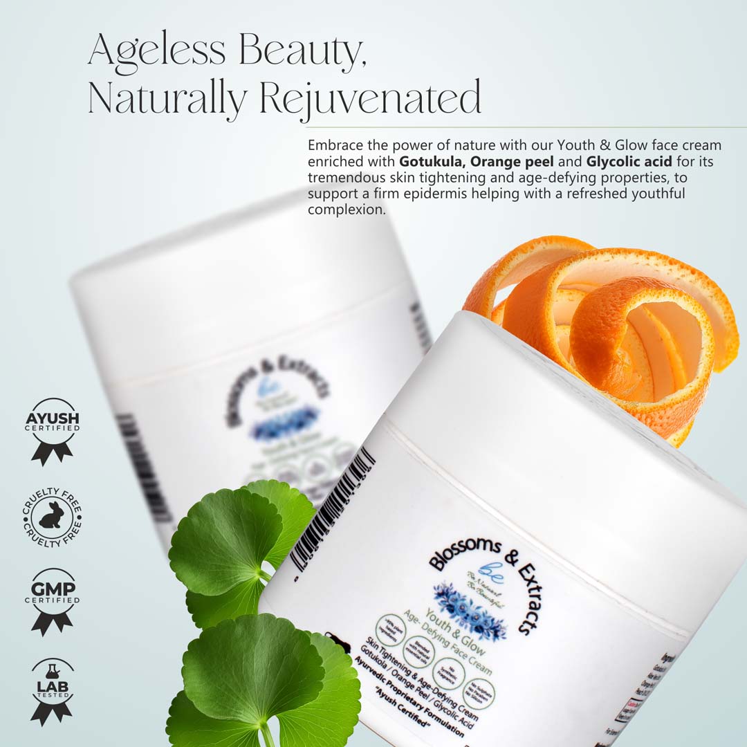 Blossoms & Extracts YOUTH & GLOW AGE-DEFYING FACE CREAM (Gotukola Extract, Orange Peel Oil, Licorice Extract)