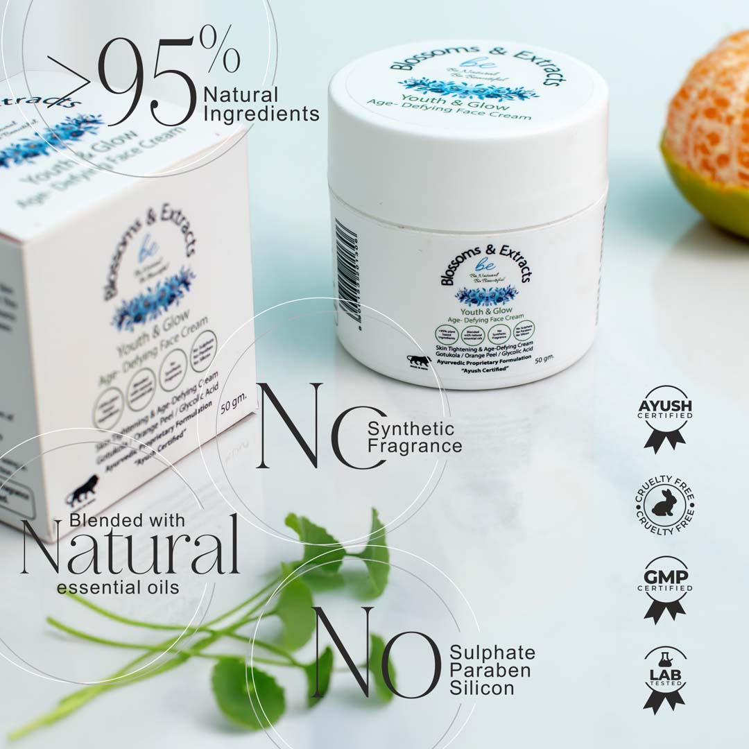 Blossoms & Extracts YOUTH & GLOW AGE-DEFYING FACE CREAM (Gotukola Extract, Orange Peel Oil, Licorice Extract)