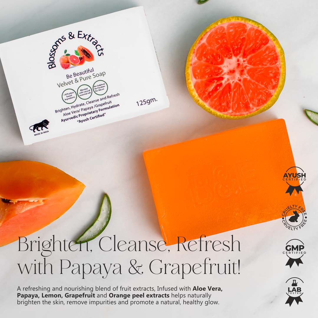 Blossoms & Extracts VELVET & PURE SOAP (with Papaya Extract, Grapefruit Extract, Orange Peel)