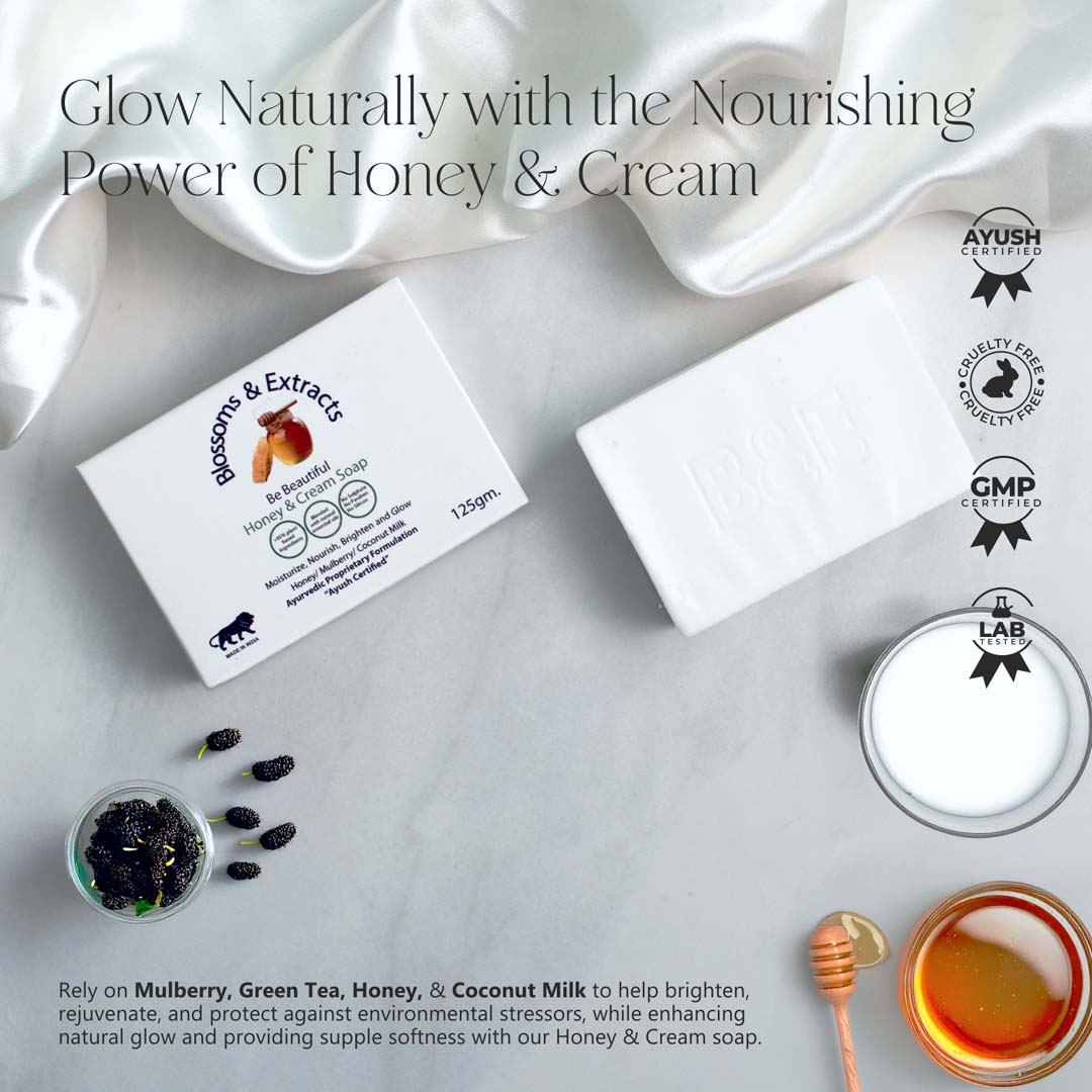 Blossoms & Extracts HONEY & CREAM SOAP (Honey Extract, Aloe Vera Extract, Rose Water Extract)