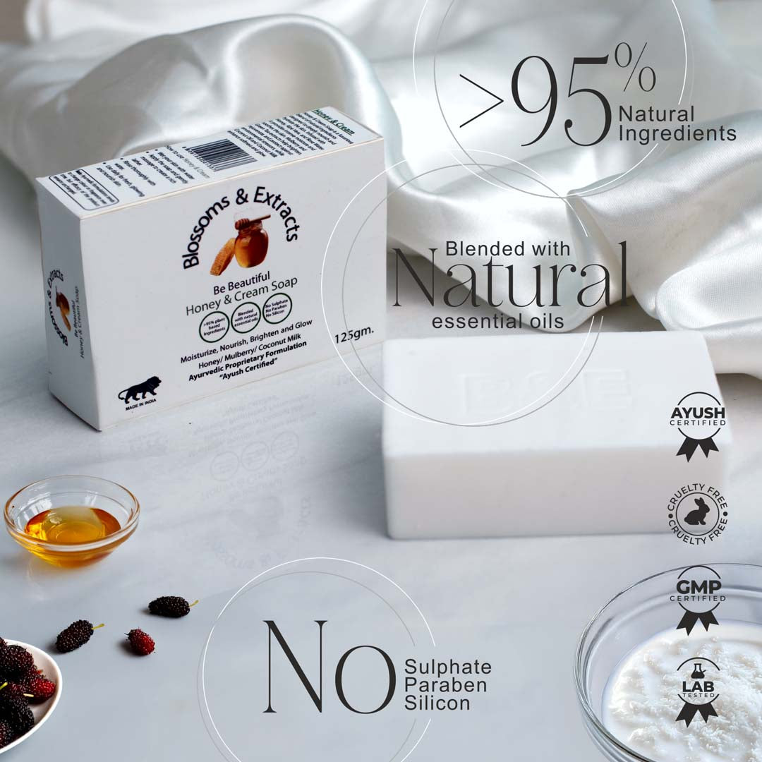 Blossoms & Extracts HONEY & CREAM SOAP (Honey Extract, Aloe Vera Extract, Rose Water Extract)