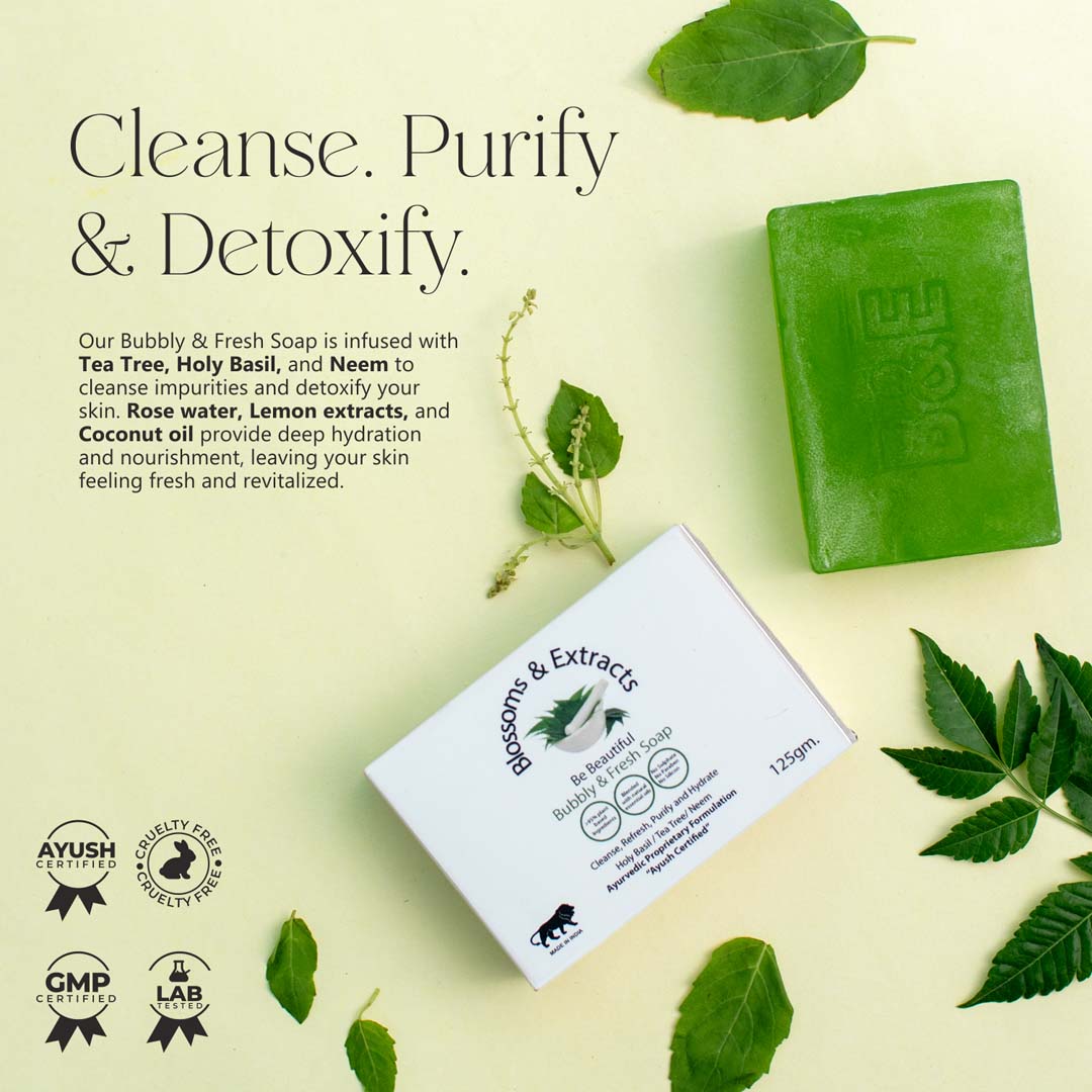 Blossoms & Extracts BUBBLY & FRESH SOAP (Tea Tree Extract, Aloe Vera Extract, Rose Water)