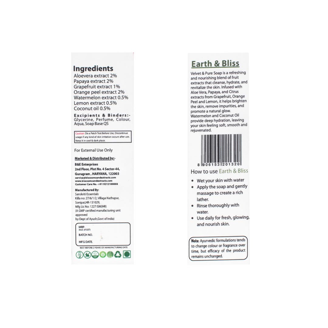 Blossoms & Extracts VELVET & PURE SOAP (with Papaya Extract, Grapefruit Extract, Orange Peel)