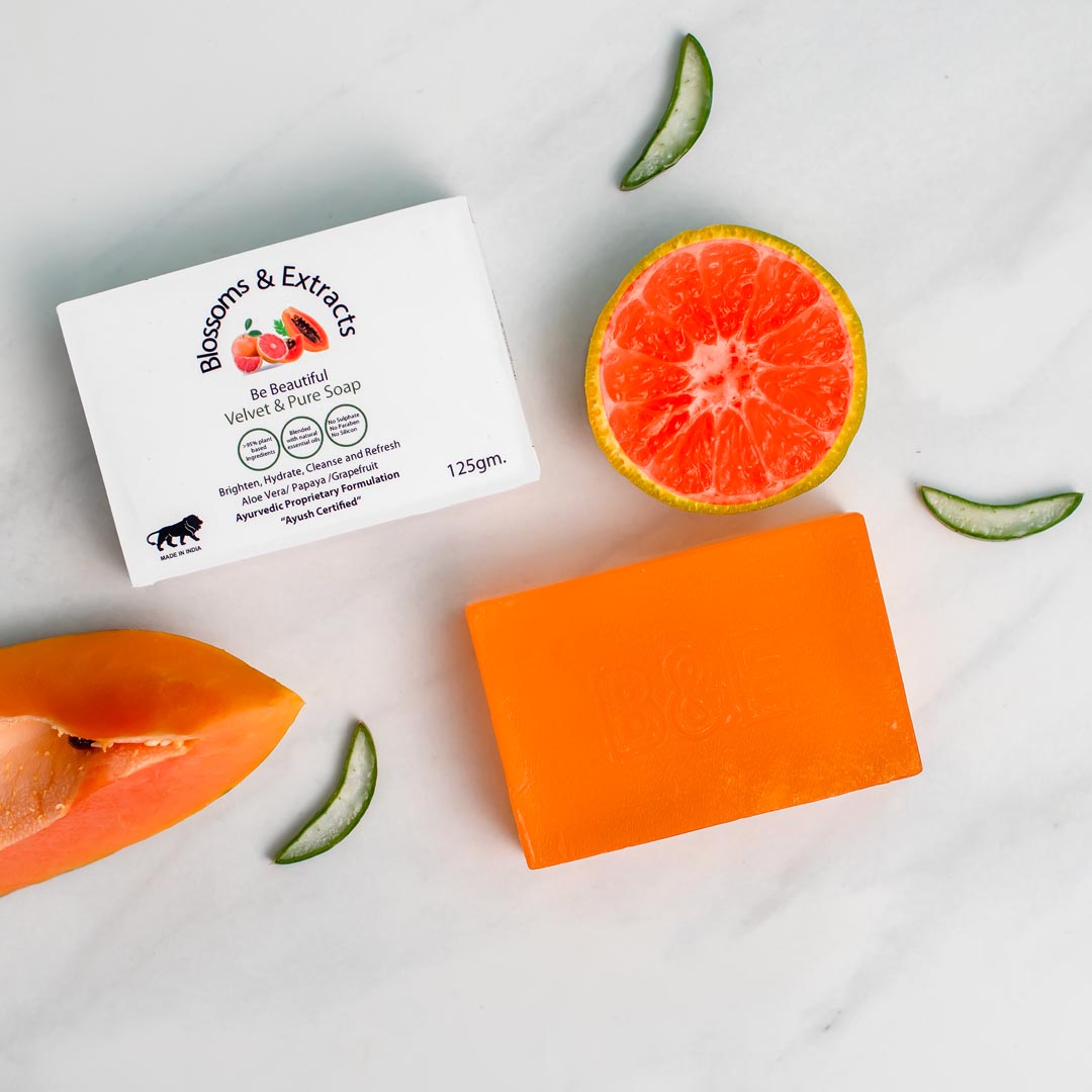 Blossoms & Extracts VELVET & PURE SOAP (with Papaya Extract, Grapefruit Extract, Orange Peel)