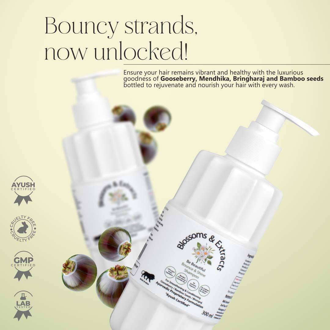 Blossoms & Extracts BOUNCE & SHINE SHAMPOO (with Indian Gooseberry,Bamboo Seeds , Mendhika & Bhringraj)