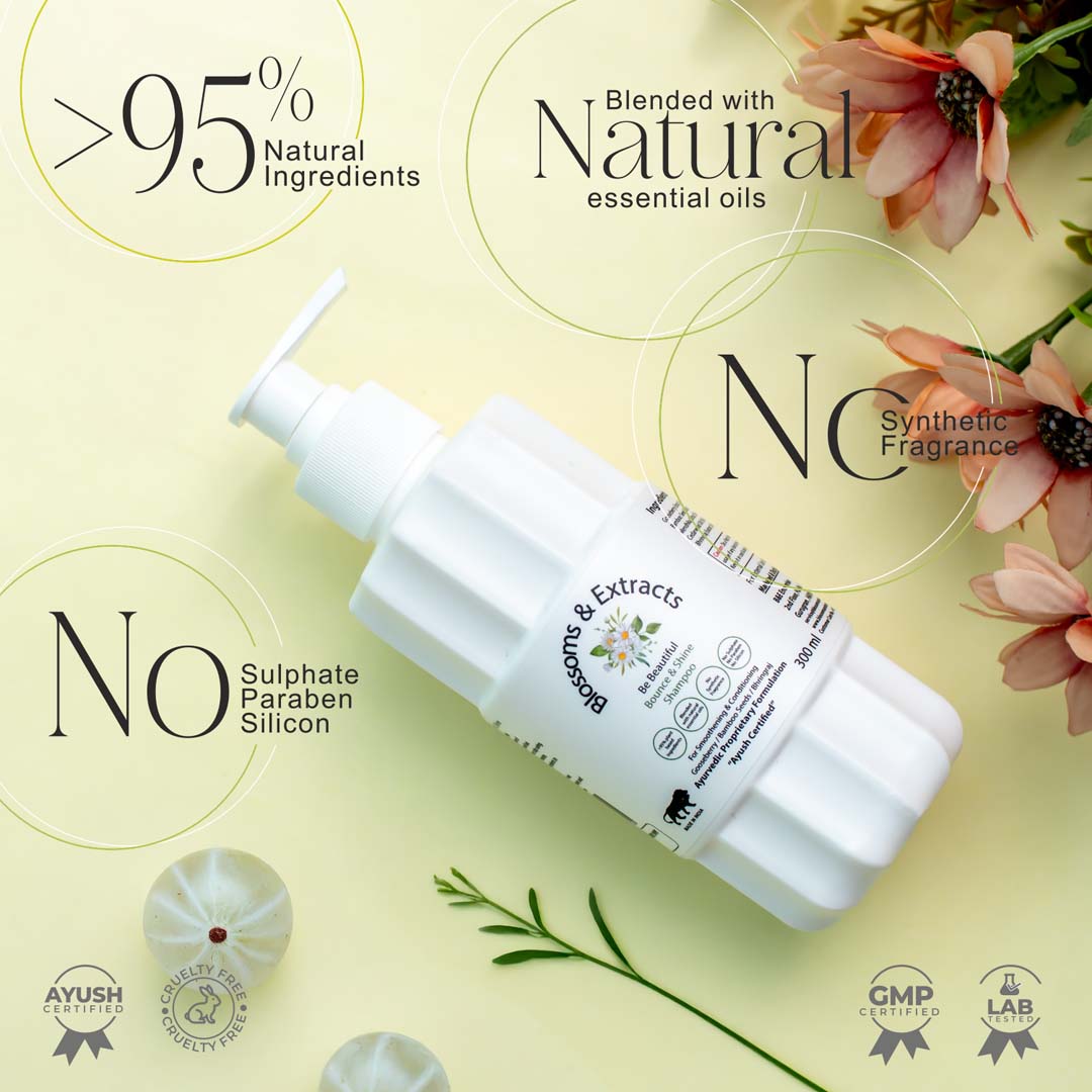 Blossoms & Extracts BOUNCE & SHINE SHAMPOO (with Indian Gooseberry,Bamboo Seeds , Mendhika & Bhringraj)