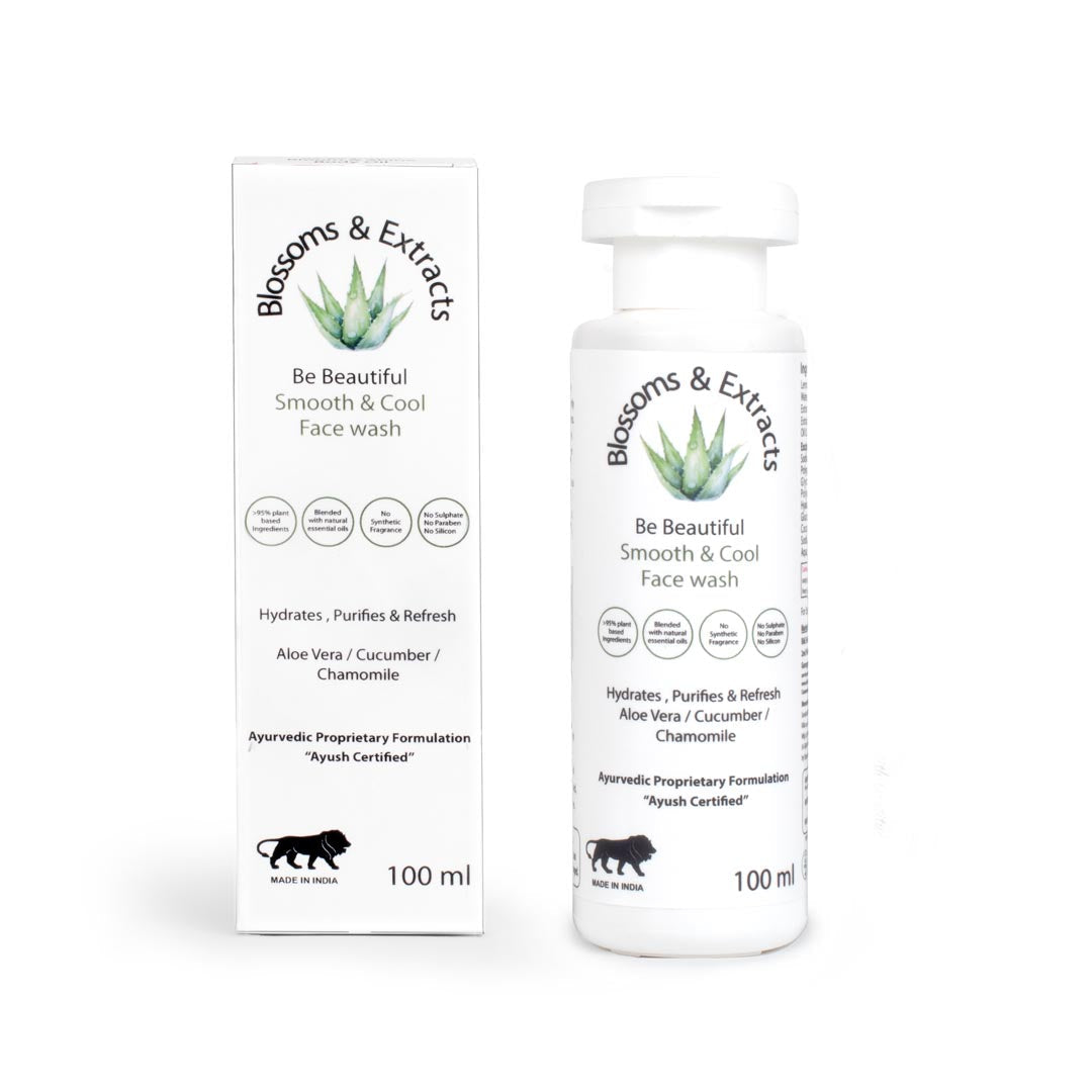 Blossoms & Extracts SMOOTH & COOL FACE WASH Wake Up Your Skin with a Burst of Freshness, Lemon Extract, Cucumber Extract, Watermelon Extract, Rose Water Extract