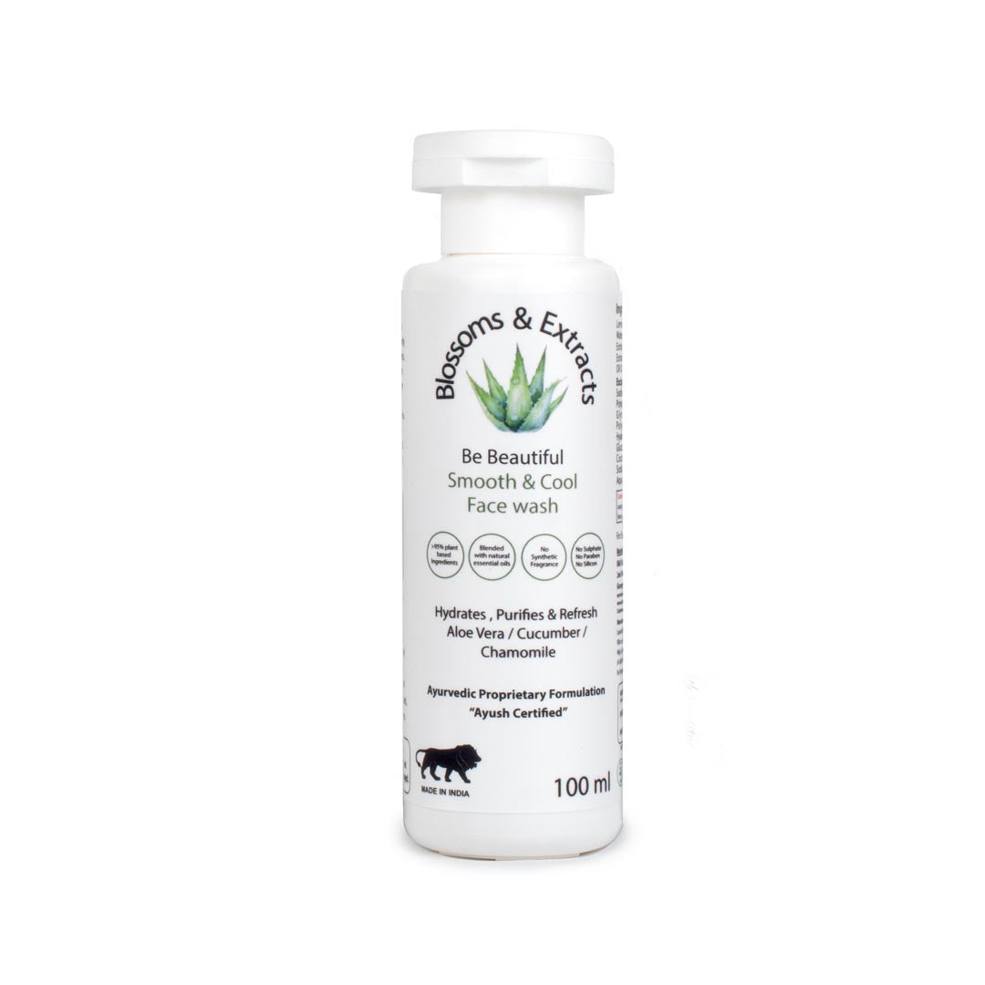 Blossoms & Extracts SMOOTH & COOL FACE WASH Wake Up Your Skin with a Burst of Freshness, Lemon Extract, Cucumber Extract, Watermelon Extract, Rose Water Extract