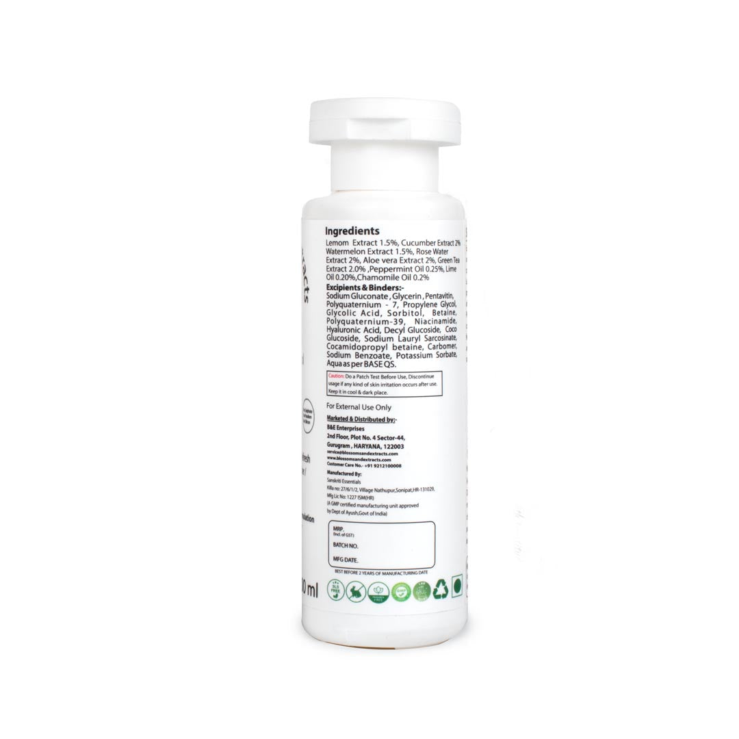 Blossoms & Extracts SMOOTH & COOL FACE WASH Wake Up Your Skin with a Burst of Freshness, Lemon Extract, Cucumber Extract, Watermelon Extract, Rose Water Extract