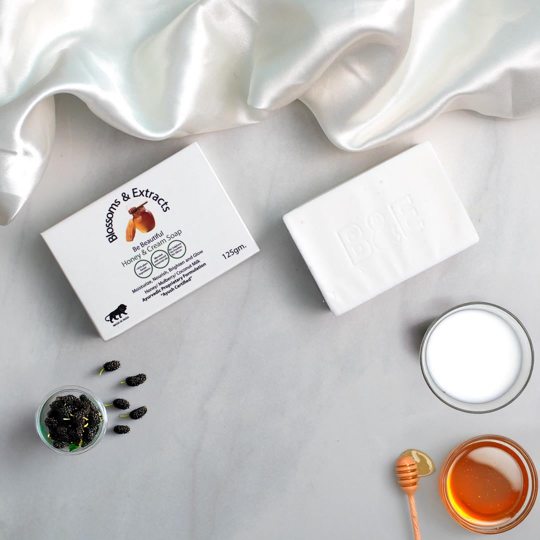 Blossoms & Extracts HONEY & CREAM SOAP  (Honey Extract, Aloe Vera Extract, Rose Water Extract)