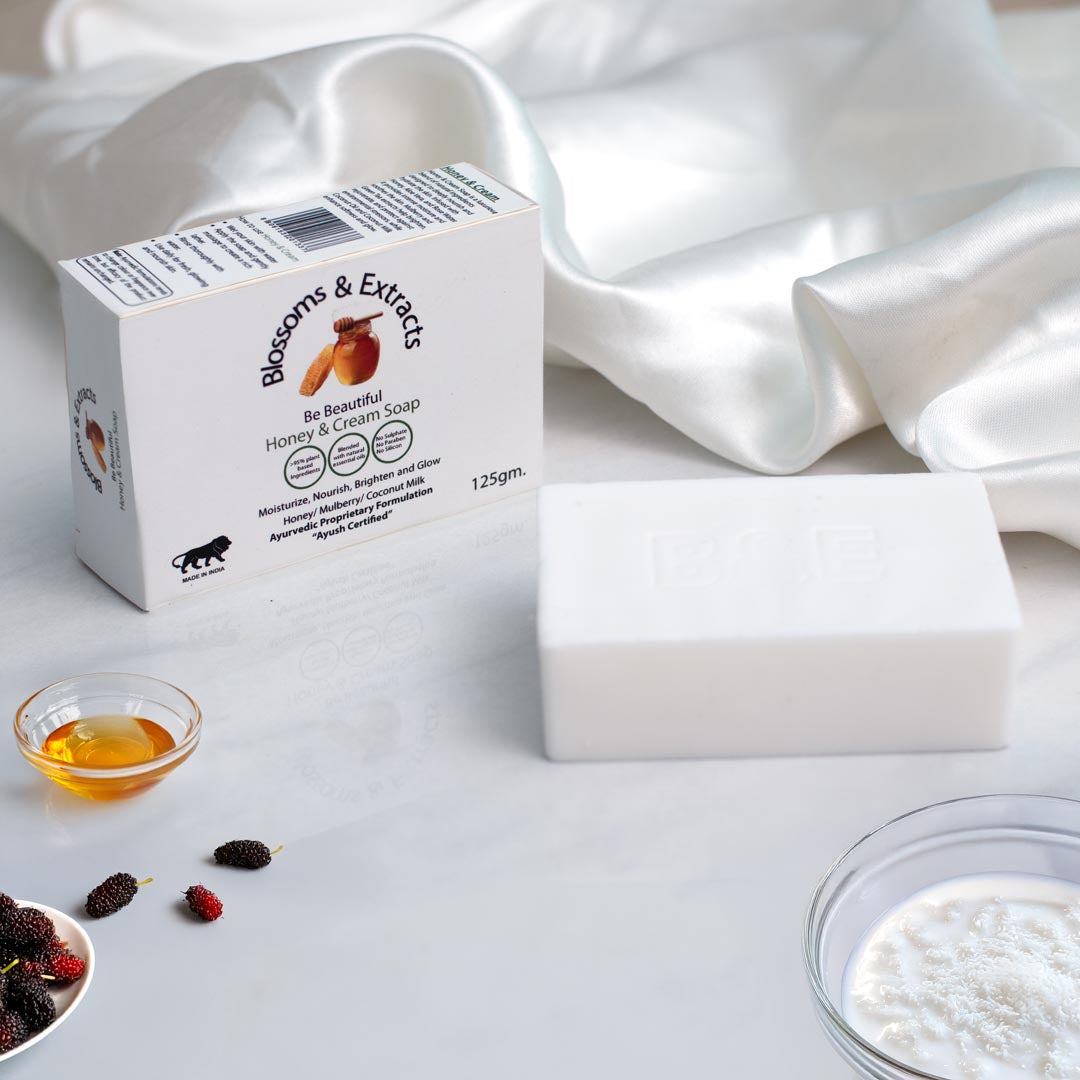 Blossoms & Extracts HONEY & CREAM SOAP  (Honey Extract, Aloe Vera Extract, Rose Water Extract)