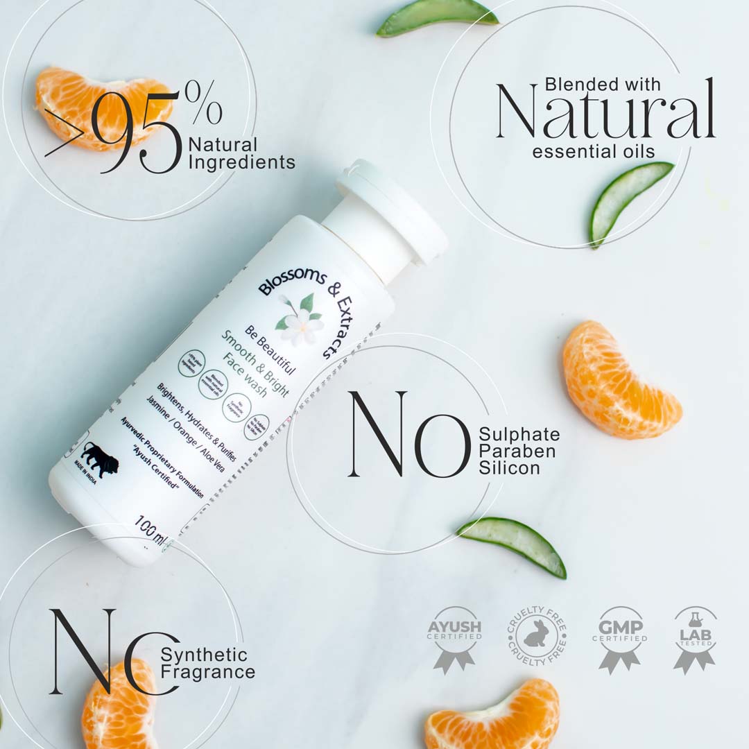 Blossoms & Extracts SMOOTH & BRIGHT FACE WASH Glow Like Never Before, Jasmine Extract, Orange Peel Extract, Aloe Vera Extract, Papaya Extract